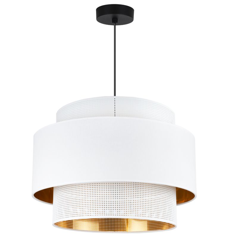 Lampa sufitowa wisząca Light Home LH Asti Trio 1x E27 60W klosz 45cm biały/złoty podstawa czarna 1szt.