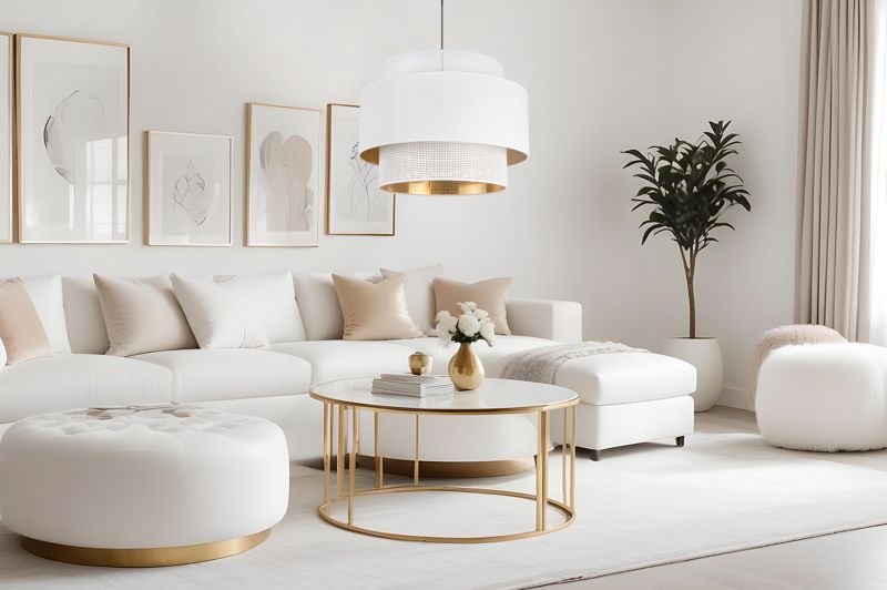 Lampa sufitowa wisząca Light Home LH Asti Trio 1x E27 60W klosz 45cm biały/złoty podstawa czarna 1szt.