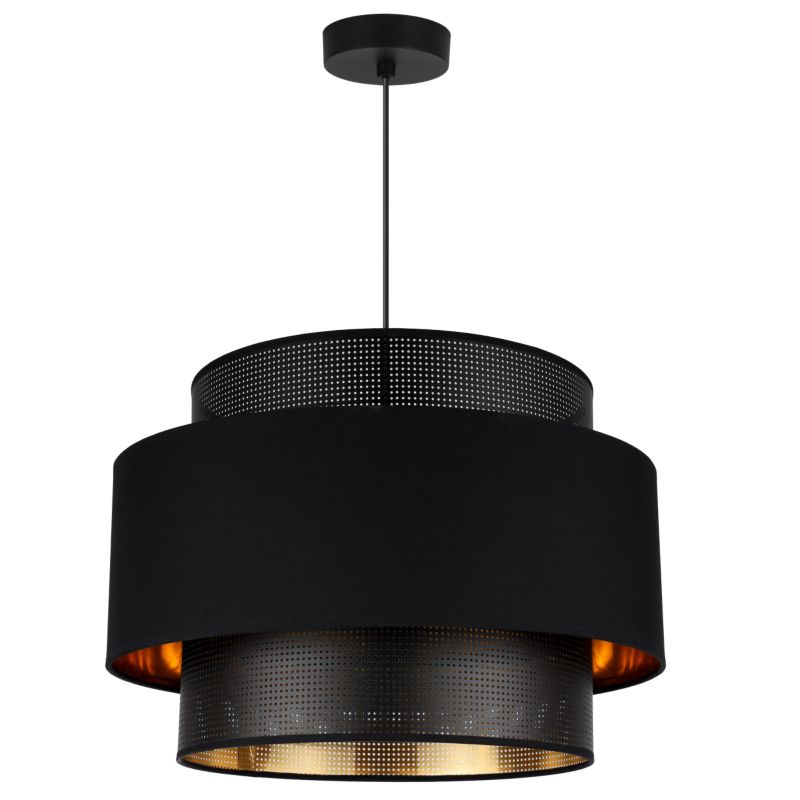 Lampa sufitowa wisząca Light Home LH Asti Trio 1x E27 60W klosz 45cm czarny/złoty podstawa czarna1szt.