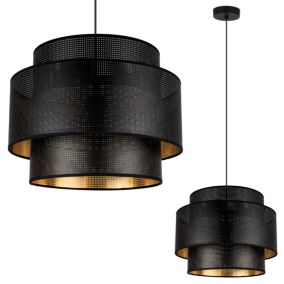 Lampa sufitowa wisząca Light Home LH Asti Trio 1x E27 60W klosz siatka 35cm czarny/złoty podstawa czarna 1szt.