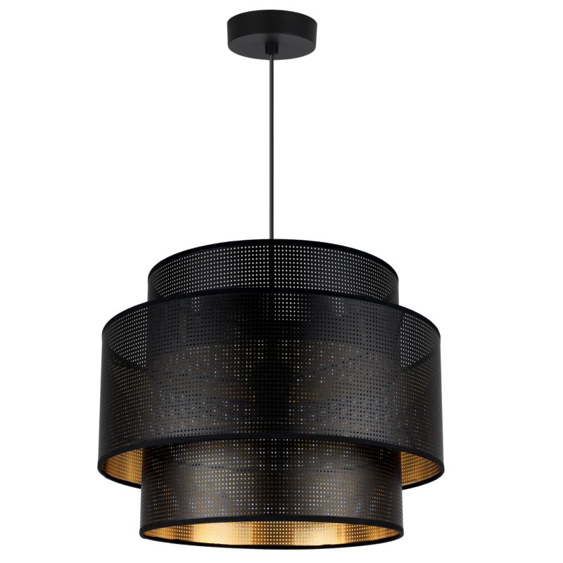 Lampa sufitowa wisząca Light Home LH Asti Trio 1x E27 60W klosz siatka 35cm czarny/złoty podstawa czarna 1szt.