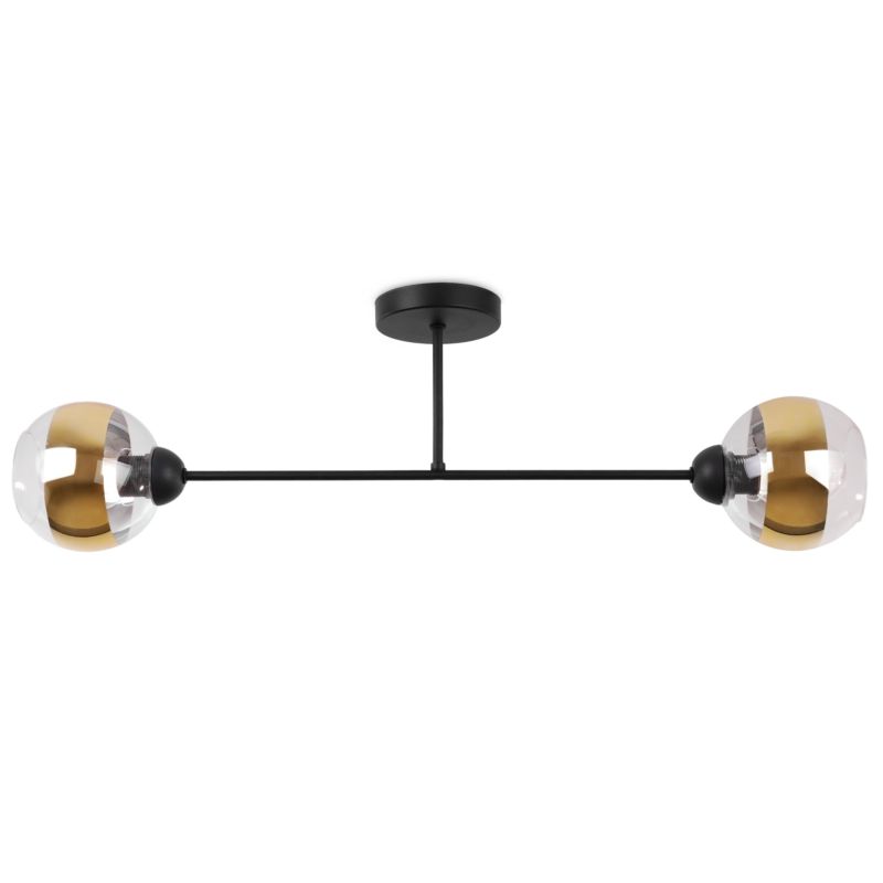 Lampa sufitowa wisząca Light Home LH Asturia 2x E27 60W czarny klosz złoty 1szt.