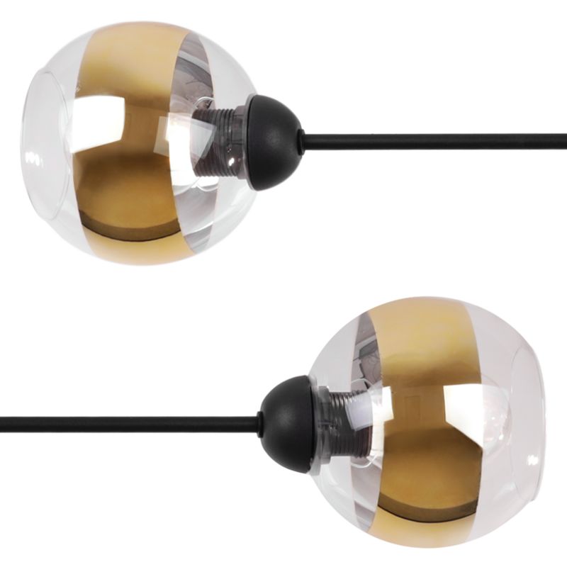 Lampa sufitowa wisząca Light Home LH Asturia 2x E27 60W czarny klosz złoty 1szt.