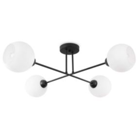 Lampa sufitowa wisząca Light Home LH Asturia 4x E27 60W czarny klosz biały 1szt.