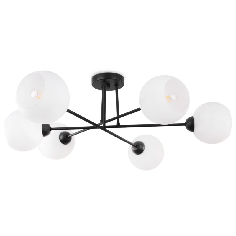 Lampa sufitowa wisząca Light Home LH Asturia 6x E27 60W czarny klosz biały 1szt.