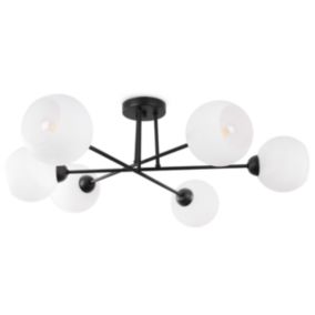 Lampa sufitowa wisząca Light Home LH Asturia 6x E27 60W czarny klosz biały 1szt.