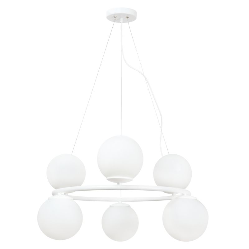 Lampa sufitowa wisząca Light Home LH Aura 6x E14 40W biały klosz biały 1szt.