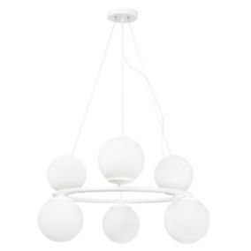 Lampa sufitowa wisząca Light Home LH Aura 6x E14 40W biały klosz biały 1szt.