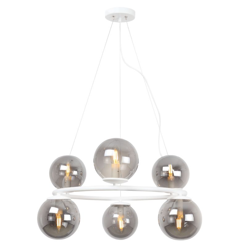 Lampa sufitowa wisząca Light Home LH Aura 6x E14 40W biały klosz grafit 1szt.