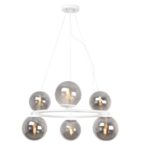 Lampa sufitowa wisząca Light Home LH Aura 6x E14 40W biały klosz grafit 1szt.
