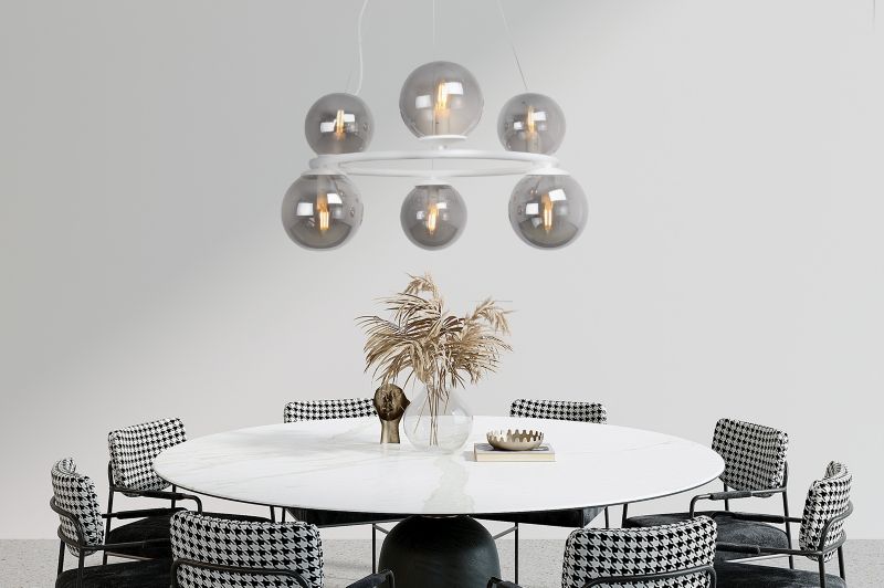 Lampa sufitowa wisząca Light Home LH Aura 6x E14 40W biały klosz grafit 1szt.