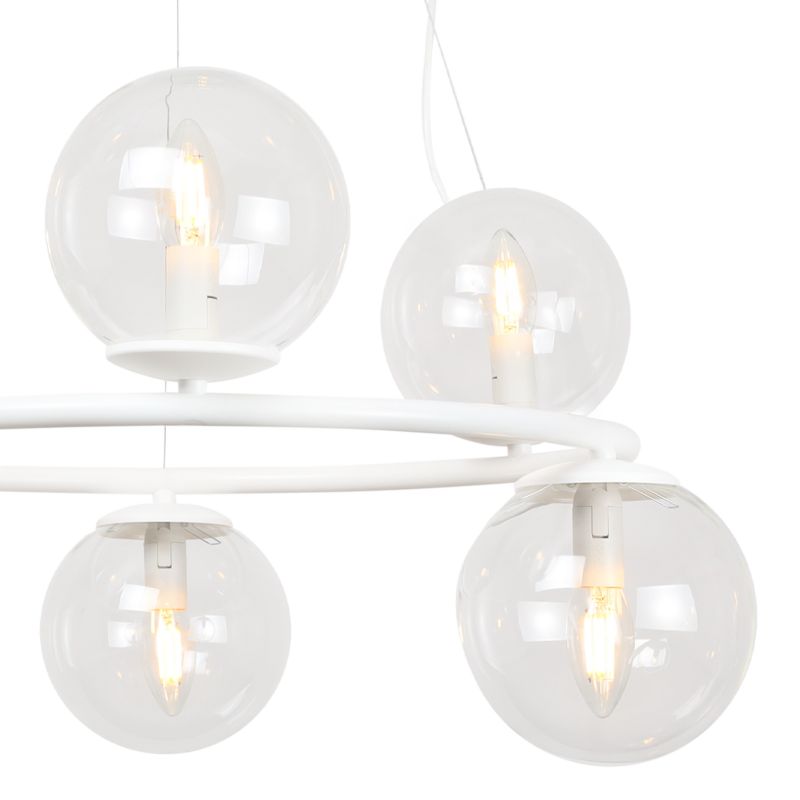 Lampa sufitowa wisząca Light Home LH Aura 6x E14 40W biały klosz transparentny 1szt.