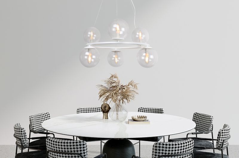 Lampa sufitowa wisząca Light Home LH Aura 6x E14 40W biały klosz transparentny 1szt.