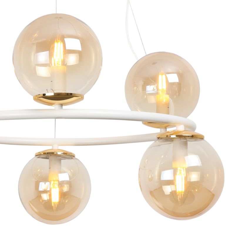 Lampa sufitowa wisząca Light Home LH Aura 6x E14 40W biały/złoty klosz miodowy 1szt.