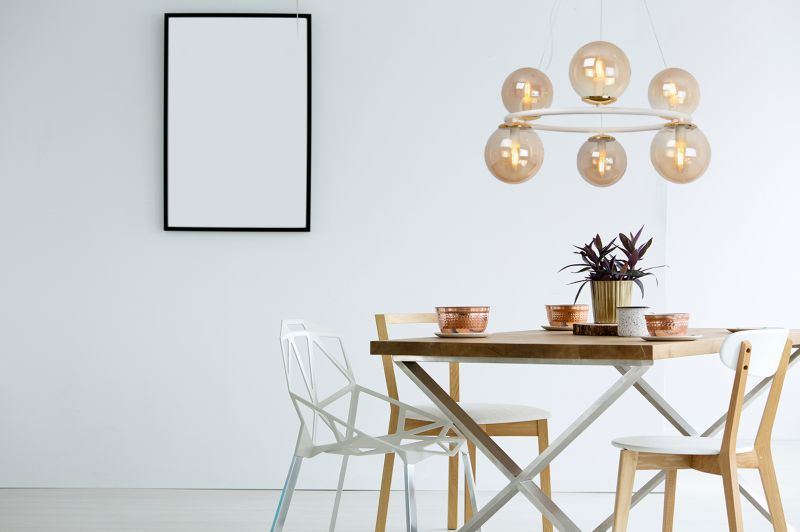 Lampa sufitowa wisząca Light Home LH Aura 6x E14 40W biały/złoty klosz miodowy 1szt.