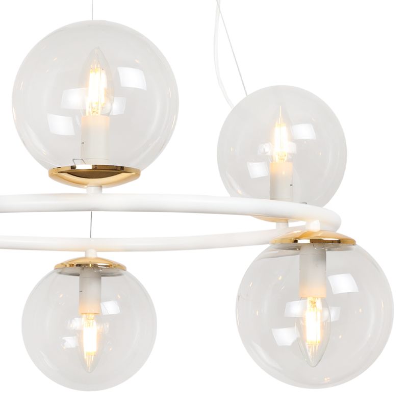 Lampa sufitowa wisząca Light Home LH Aura 6x E14 40W biały/złoty klosz transparentny 1szt.