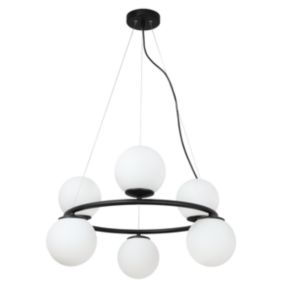 Lampa sufitowa wisząca Light Home LH Aura 6x E14 40W czarny klosz biały 1szt.