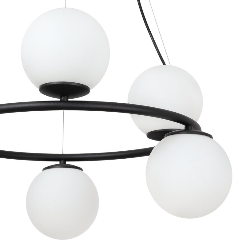 Lampa sufitowa wisząca Light Home LH Aura 6x E14 40W czarny klosz biały 1szt.