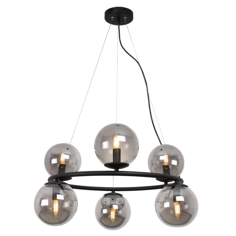 Lampa sufitowa wisząca Light Home LH Aura 6x E14 40W czarny klosz grafit 1szt.