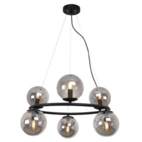 Lampa sufitowa wisząca Light Home LH Aura 6x E14 40W czarny klosz grafit 1szt.