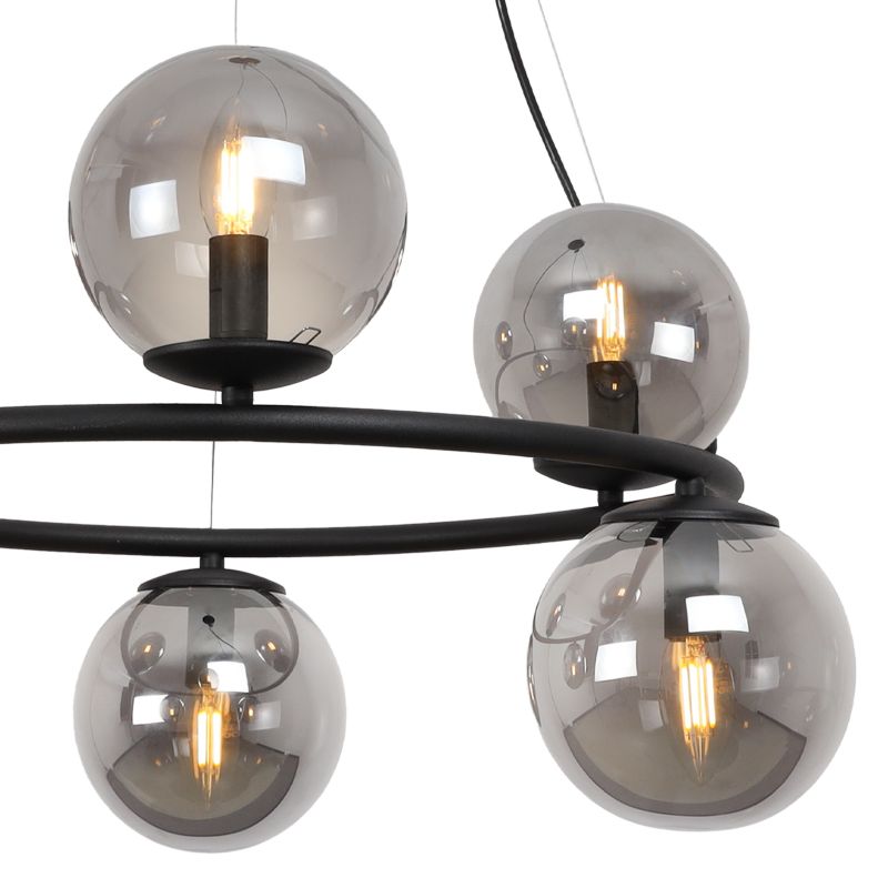 Lampa sufitowa wisząca Light Home LH Aura 6x E14 40W czarny klosz grafit 1szt.