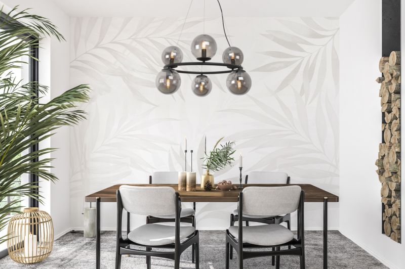 Lampa sufitowa wisząca Light Home LH Aura 6x E14 40W czarny klosz grafit 1szt.