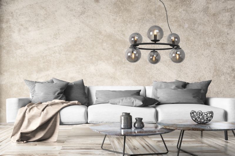 Lampa sufitowa wisząca Light Home LH Aura 6x E14 40W czarny klosz grafit 1szt.