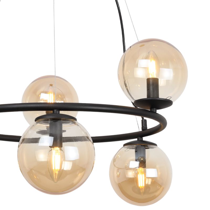 Lampa sufitowa wisząca Light Home LH Aura 6x E14 40W czarny klosz miodowy 1szt.