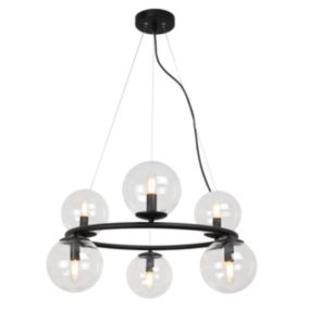 Lampa sufitowa wisząca Light Home LH Aura 6x E14 40W czarny klosz transparentny 1szt.