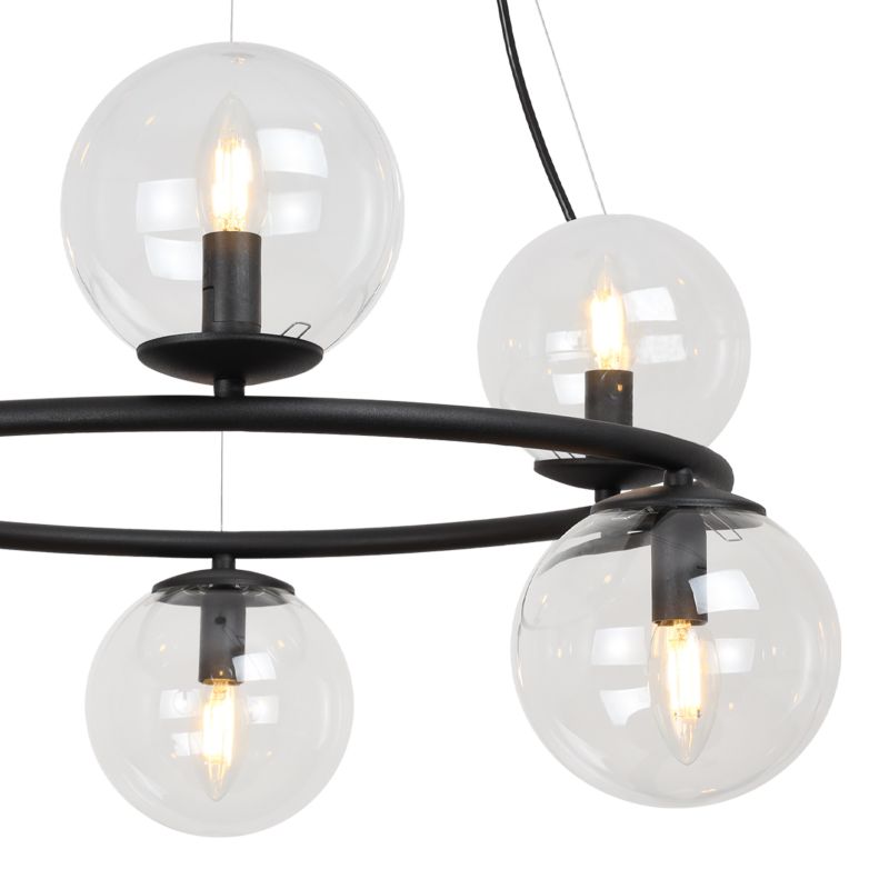 Lampa sufitowa wisząca Light Home LH Aura 6x E14 40W czarny klosz transparentny 1szt.
