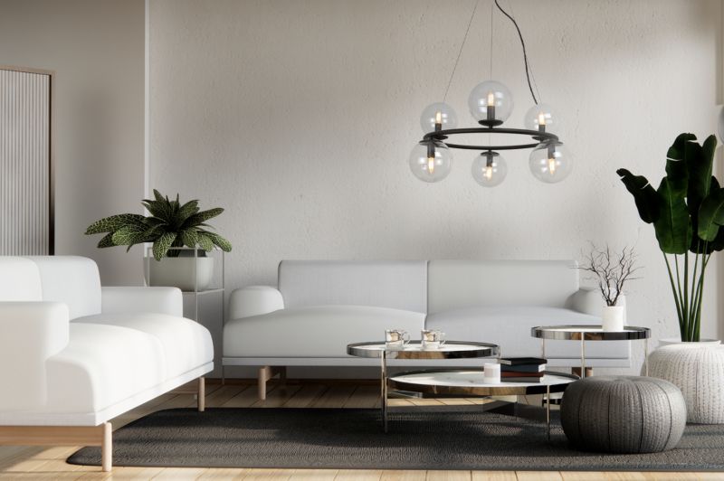 Lampa sufitowa wisząca Light Home LH Aura 6x E14 40W czarny klosz transparentny 1szt.