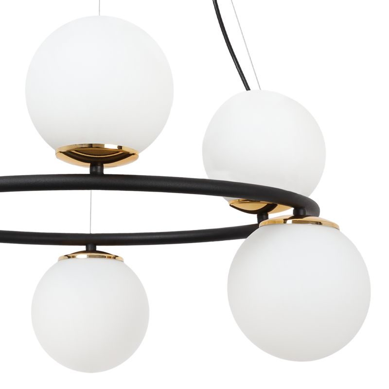 Lampa sufitowa wisząca Light Home LH Aura 6x E14 40W czarny/złoty klosz biały 1szt.