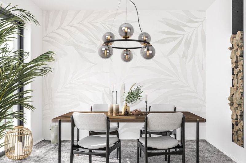 Lampa sufitowa wisząca Light Home LH Aura 6x E14 40W czarny/złoty klosz grafit 1szt.