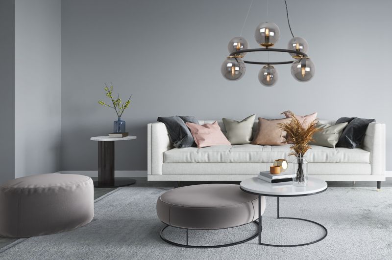 Lampa sufitowa wisząca Light Home LH Aura 6x E14 40W czarny/złoty klosz grafit 1szt.