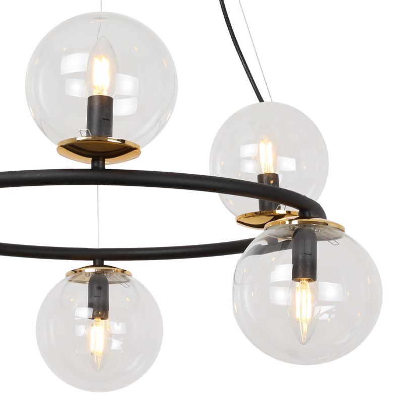Lampa sufitowa wisząca Light Home LH Aura 6x E14 40W czarny/złoty klosz transparentny 1szt.
