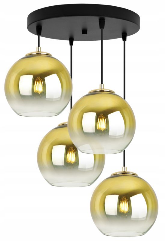 Lampa sufitowa wisząca Light Home LH Bergen Gold 4x E27 60W okrągły klosz 20cm złoty 1szt.