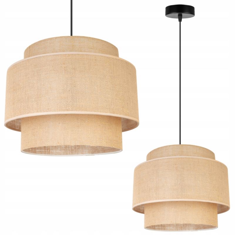 Lampa sufitowa wisząca Light Home LH Boho 1x E27 60W klosz 35cm beżowyczarny 1szt.