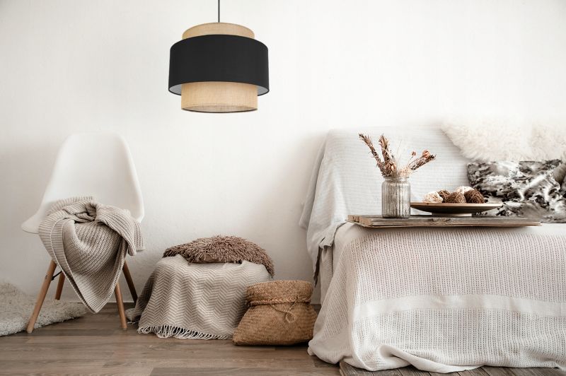Lampa sufitowa wisząca Light Home LH Boho 1x E27 60W klosz 35cm czarny 1szt.