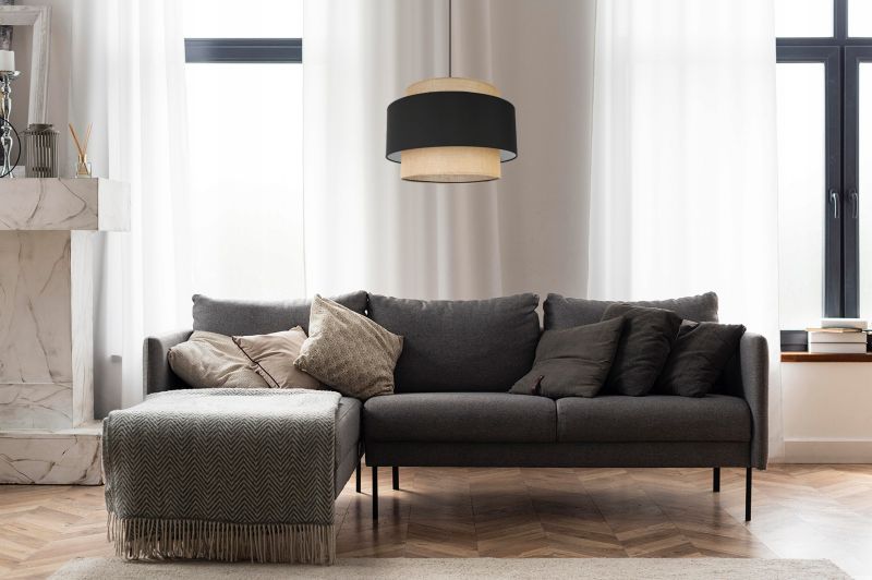 Lampa sufitowa wisząca Light Home LH Boho 1x E27 60W klosz 40cm czarny 1szt.