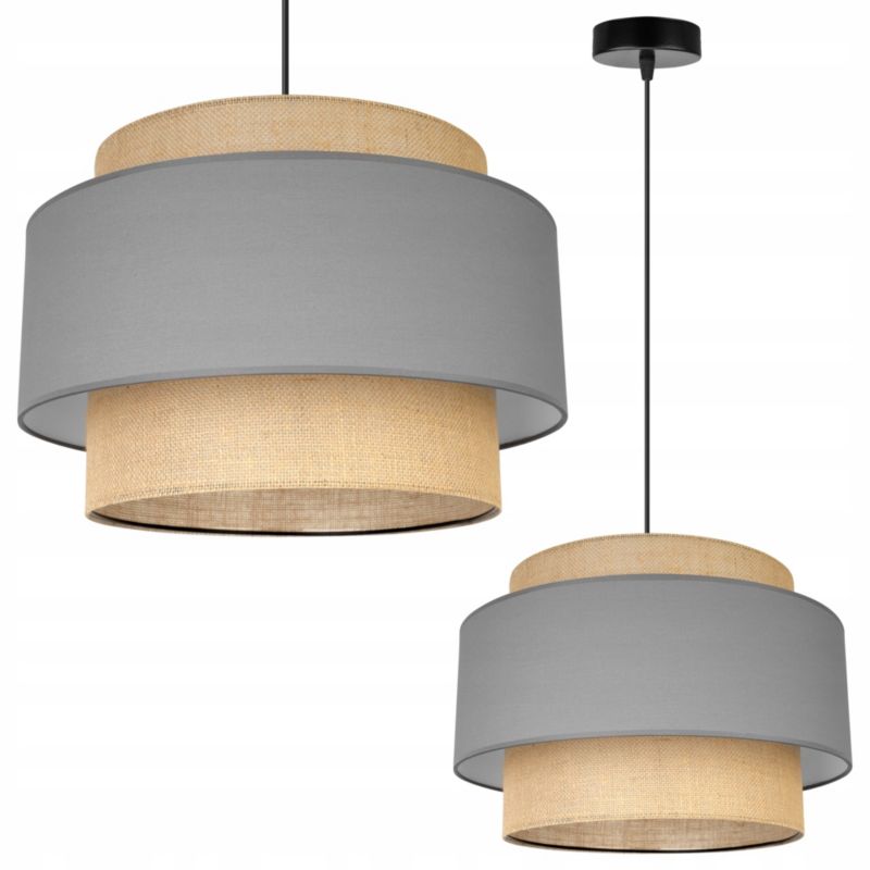 Lampa sufitowa wisząca Light Home LH Boho 1x E27 60W klosz 40cm szary 1szt.