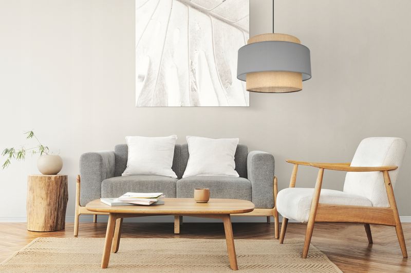 Lampa sufitowa wisząca Light Home LH Boho 1x E27 60W klosz 40cm szary 1szt.