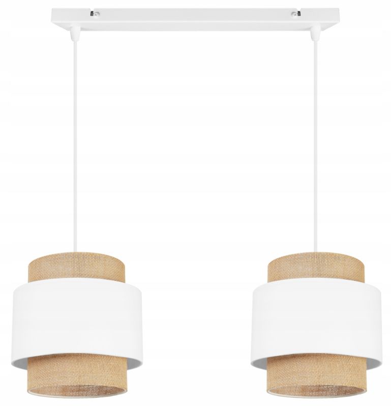 Lampa sufitowa wisząca Light Home LH Boho 2x E27 60W abażur juta biały 1szt.