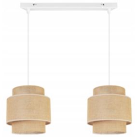 Lampa sufitowa wisząca Light Home LH Boho 2x E27 60W abażur juta biały/beżowy 1szt.