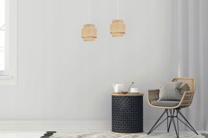 Lampa sufitowa wisząca Light Home LH Boho 2x E27 60W abażur juta biały/beżowy 1szt.