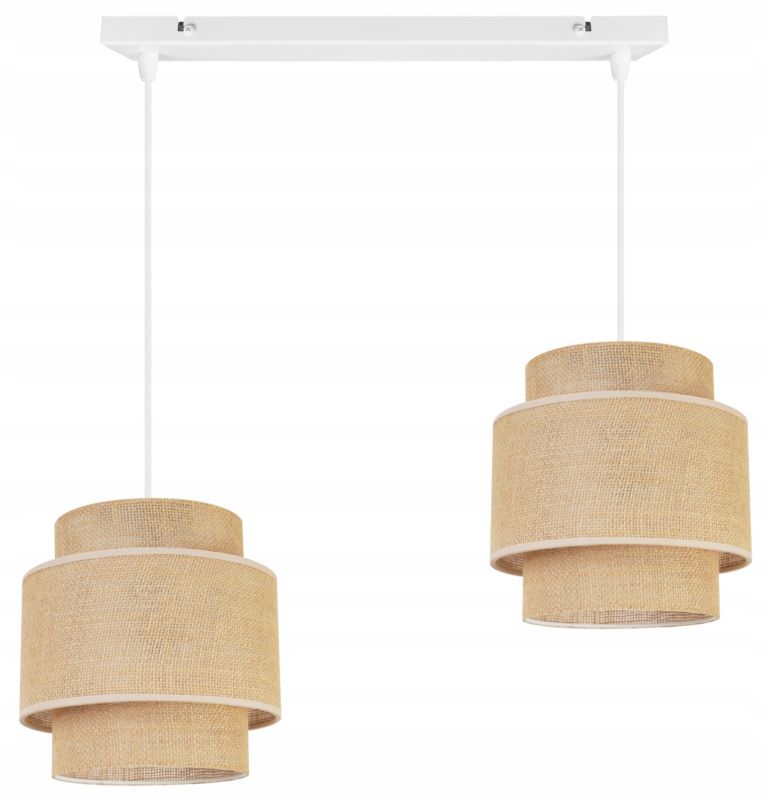 Lampa sufitowa wisząca Light Home LH Boho 2x E27 60W abażur juta biały/beżowy 1szt.