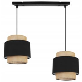 Lampa sufitowa wisząca Light Home LH Boho 2x E27 60W abażur juta czarny 1szt.