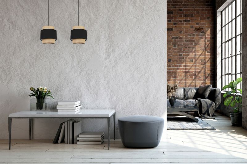Lampa sufitowa wisząca Light Home LH Boho 2x E27 60W abażur juta czarny 1szt.