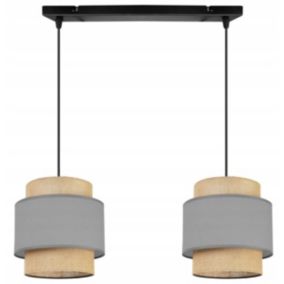 Lampa sufitowa wisząca Light Home LH Boho 2x E27 60W abażur juta czarny/szary 1szt.