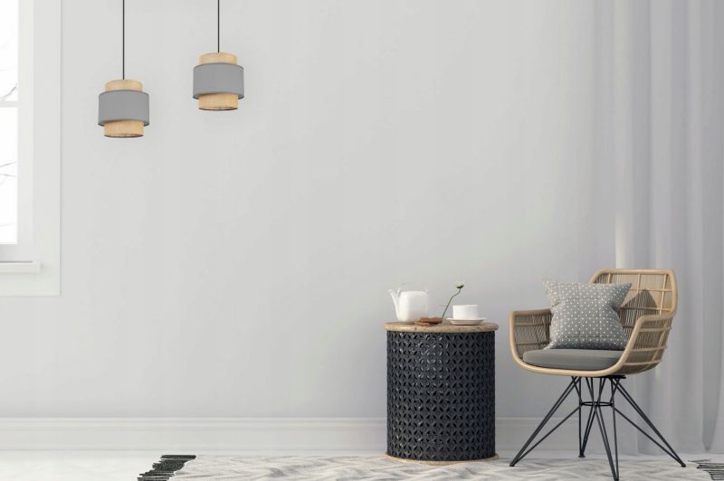 Lampa sufitowa wisząca Light Home LH Boho 2x E27 60W abażur juta czarny/szary 1szt.