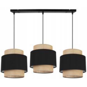 Lampa sufitowa wisząca Light Home LH Boho 3x E27 60W abażur juta czarny 1szt.
